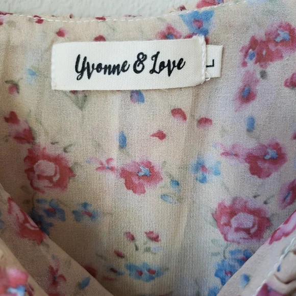 Floral Chiffon Multi-Color Square Neck Puff Sleeve Maxi Dress - Picture 10 of 16